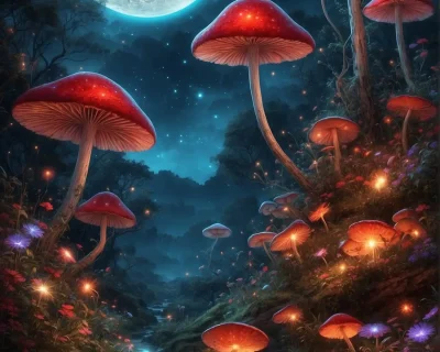 MUSHROOM NIGHT FOREST POSTER (SOLD OUT) - Image 1