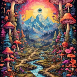 TRIPPY MUSHROOM RIVER POSTER (SOLD OUT) - Image 1