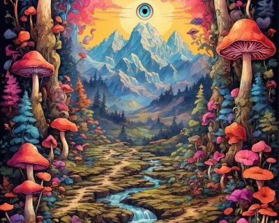 TRIPPY MUSHROOM RIVER POSTER (SOLD OUT) - Image 1