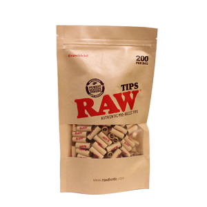 RAW Pre-Rolled Unbleached Wide Tips | 200pc Bag