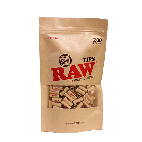 RAW Pre-Rolled Unbleached Wide Tips | 200pc Bag