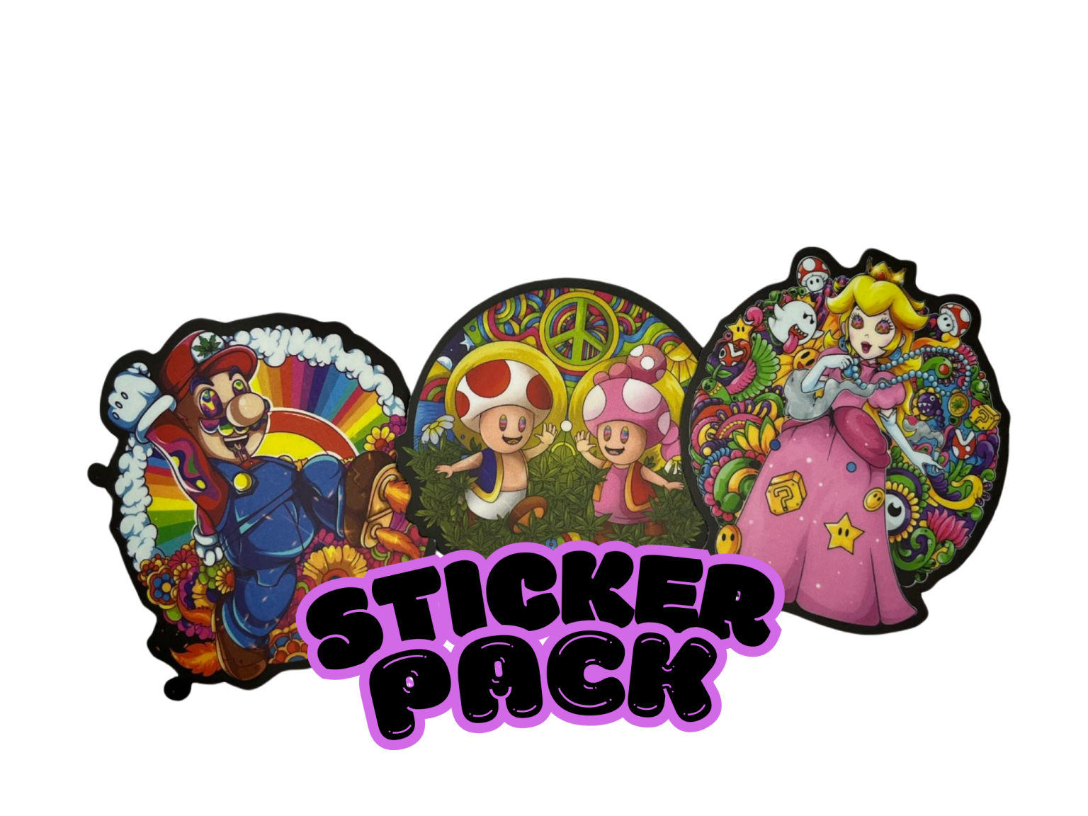 trippy-mario-peach-toad-sticker-pack-x3-weedposters-io