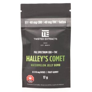 HALLEY’S COMET WATERMELON JELLY BOMB 40MG 1:1 THC/CBD (TWISTED EXTRACTS) - Image 1