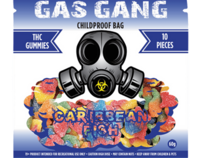 "Gas Gang Caribbean Fish Gummies, 1000MG THC, tropical flavour THC edibles in Canada"