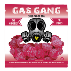 Gas Gang Sour Cherry THC Gummies with 1000mg