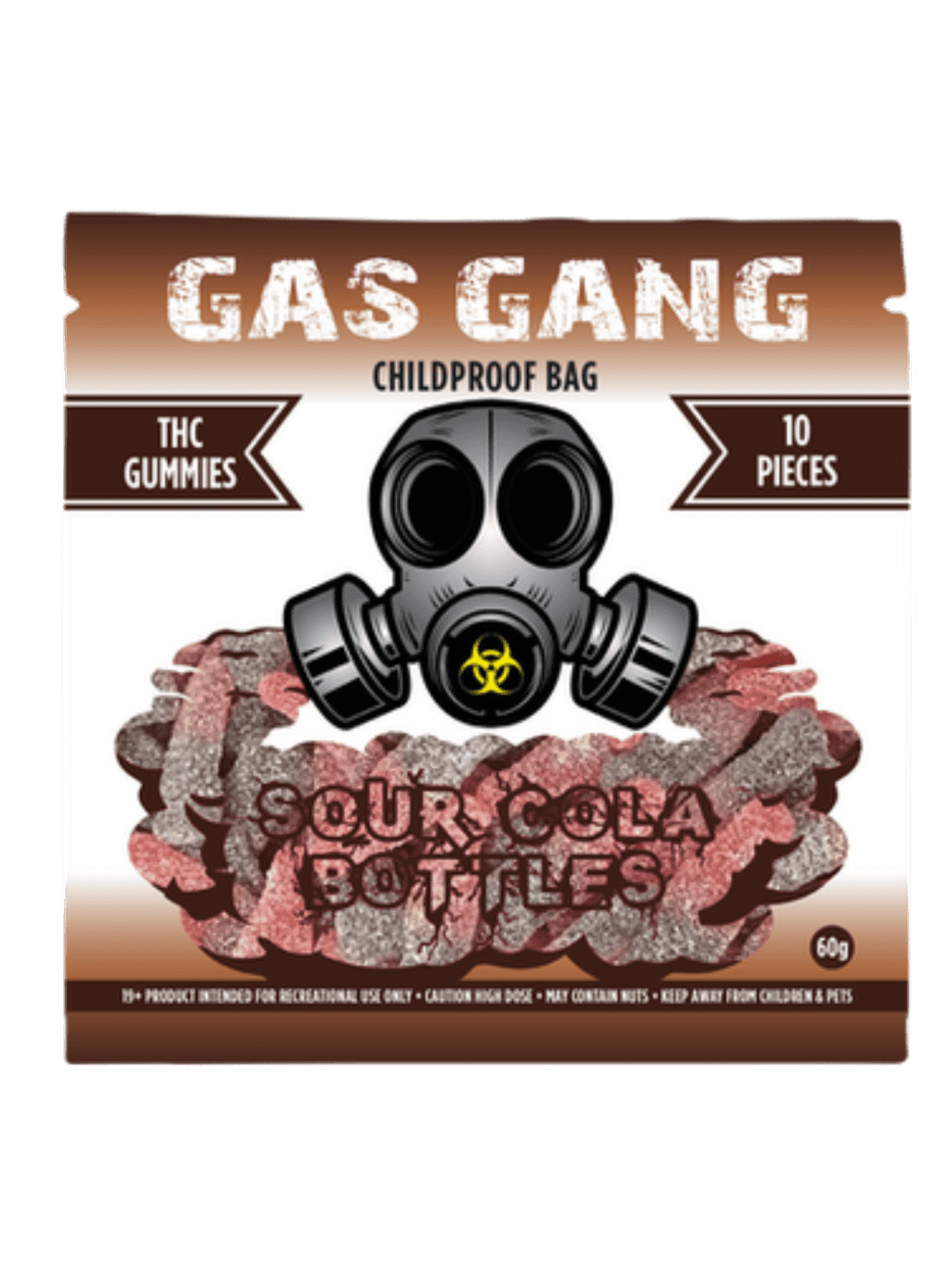 Gas Gang Sour Cola Bottles THC Gummies with 1000mg