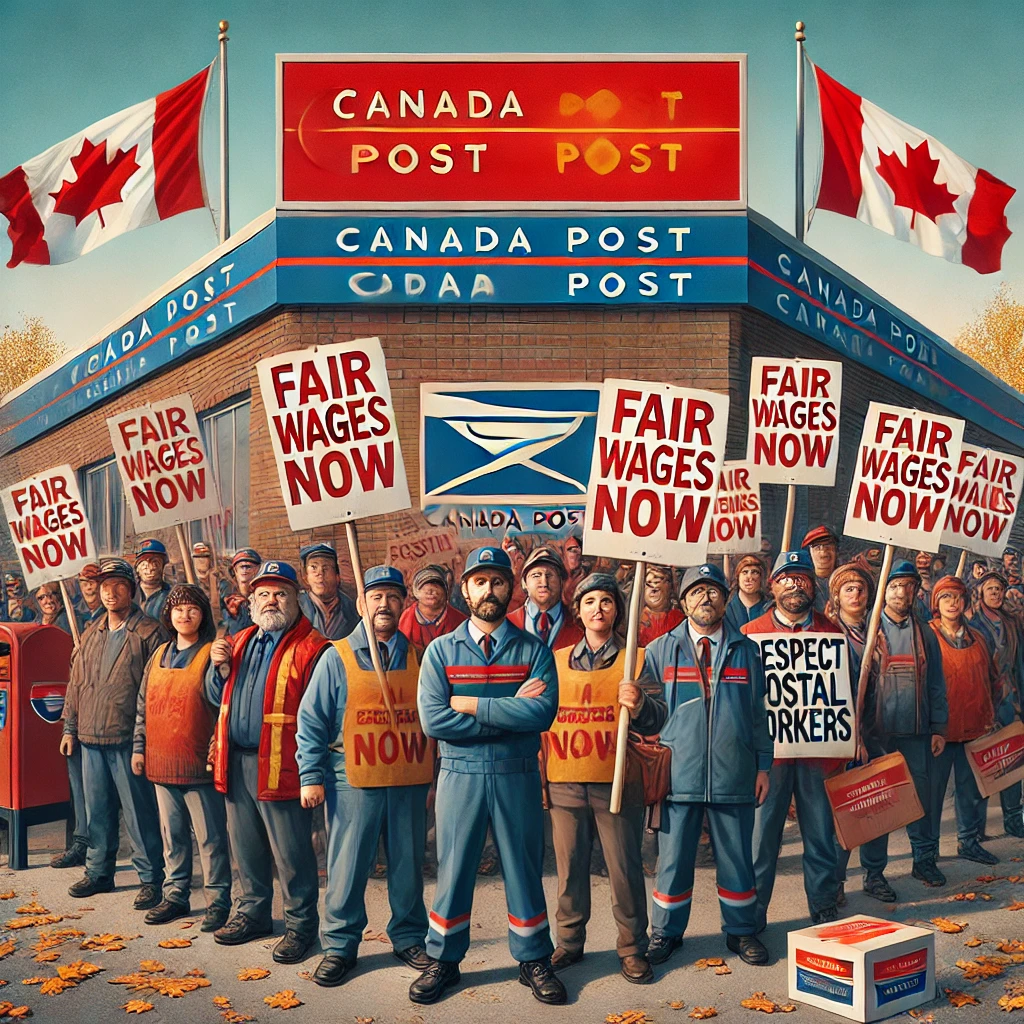 Photo of Canada post workers on strike