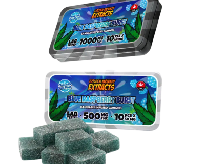 GOLDEN MONKEY EXTRACTS - HIGH DOSE GUMMY- BLUE RASPBERRY BURST - Image 1